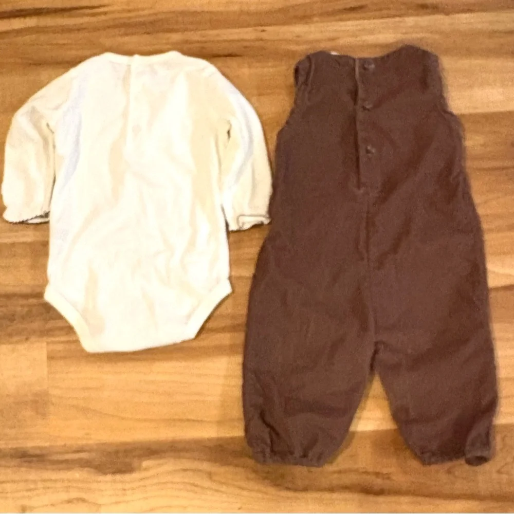 Vintage Carter’s Brown and Pink Corduroy Romper, Matching Undershirt, Size 6 mo